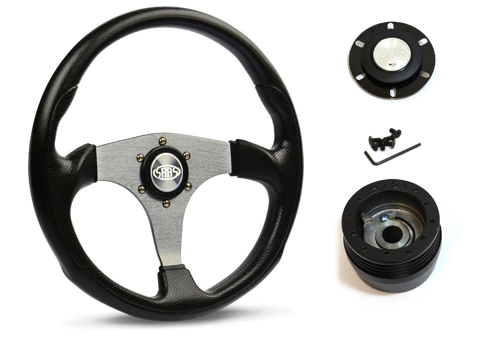 SAAS Steering Wheel Poly 14" ADR Octane Titanium Spoke SW515T-R and SAAS boss kit for Ford Corsair All Models 1988-1996