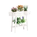 2 Tier indoor outdoor white plant shelf