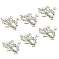 6pcs Silver Elk Design Napkin Rings Pearl Napkin Buckles Alloy Napkin Holders Christmas Dinning Table Setting Decoration for Christmas Party Table
