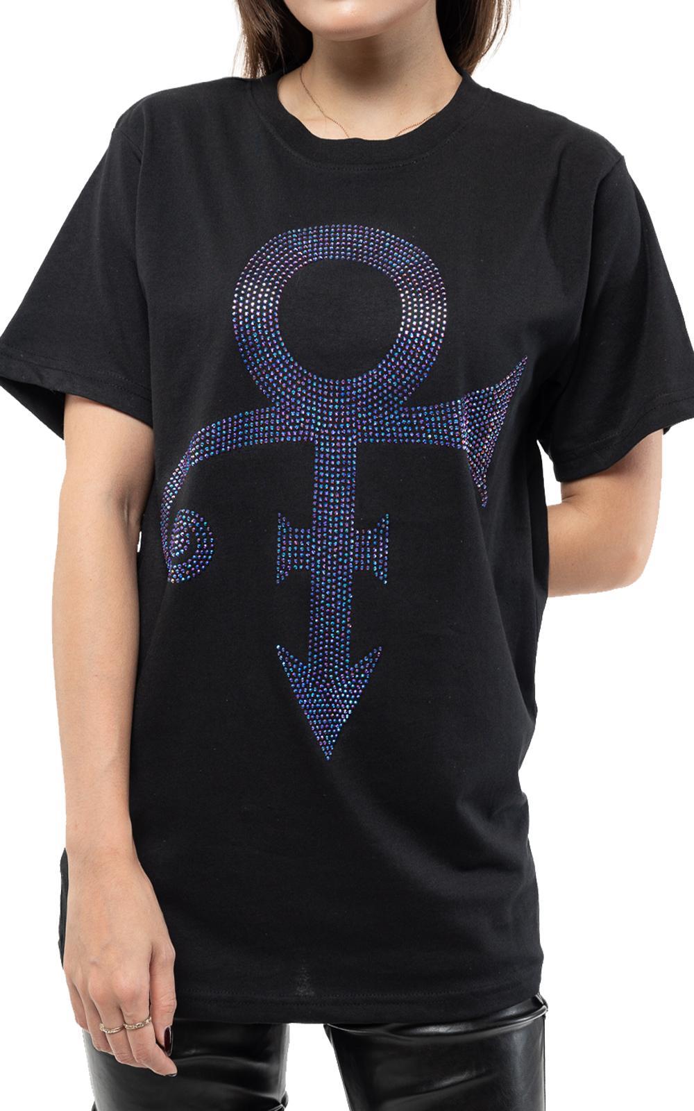 Prince T Shirt Purple Diamante Symbol Logo new Official Unisex Black