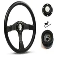SAAS Steering Wheel Leather 15 " ADR Octane Black Spoke SW515BL-R and SAAS boss kit for Ford Courier 1983-1991