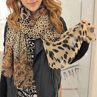 Vicanber Women Leopard Printing Soft Chiffon Scarf Shawl Stole Fashion Scarves Neck Wrap