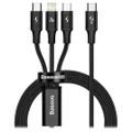 Baseus Rapid Series 20W USB-C 3 in 1 Fast Charging Cable 1.5m| (Lightning + USB-C + Micro) - Black