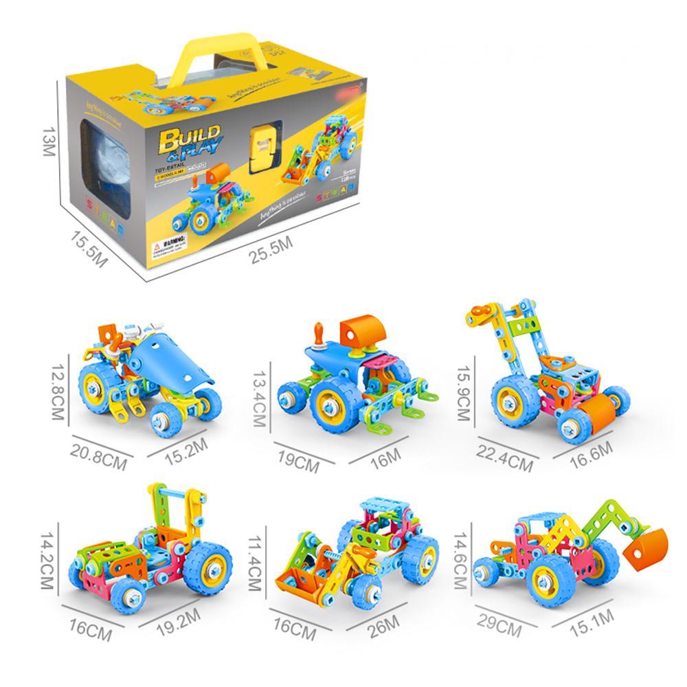 Children’s Educational STEM Science And Education Soft Rubber Building Block Assembly Engineering Vehicle for Kids
