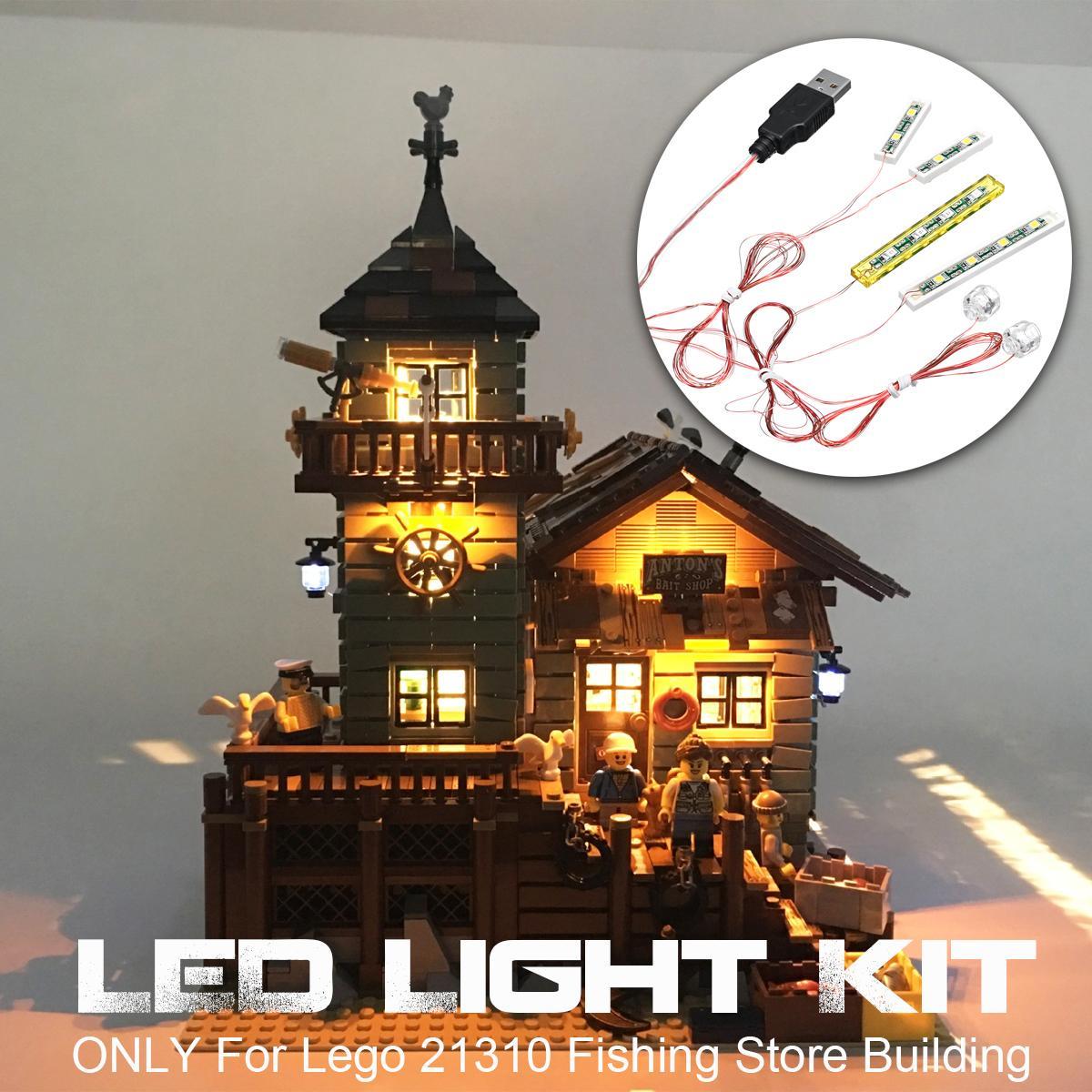 Mini DIY LED Flash Light Kit For Lego 21310 Fishing Store Building Blocks Model
