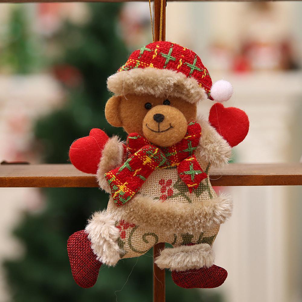 2X Happy Year Christmas Ornaments DIY Xmas Gift Santa Claus Snowman Tree Pendant Doll Hang Decorations for Home Noel