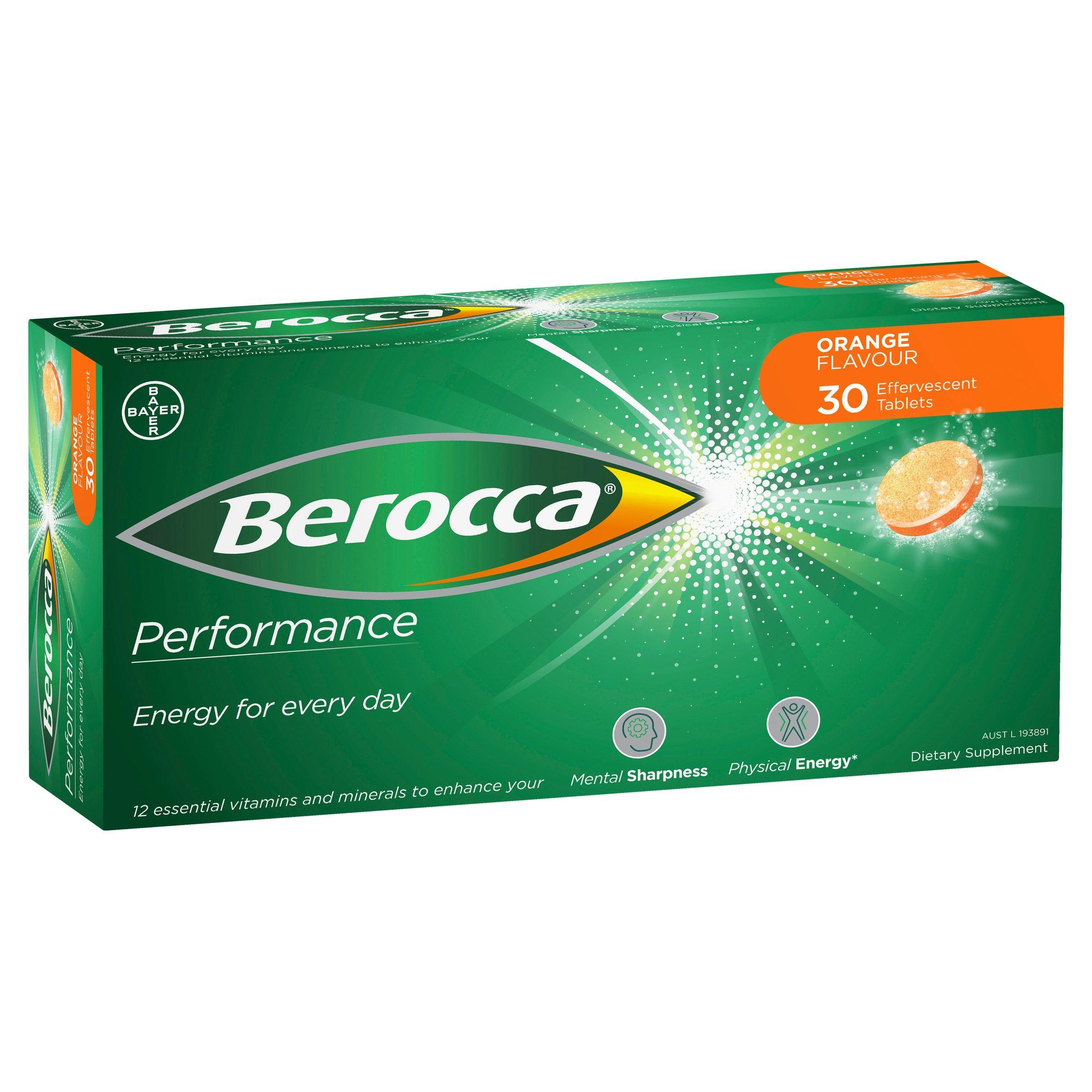 Berocca Energy Vitamin B & C Orange Flavour Effervescent Tablets 30 Pack New