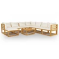 9 Piece Garden Lounge Set with Cushion Cream Solid Acacia Wood vidaXL