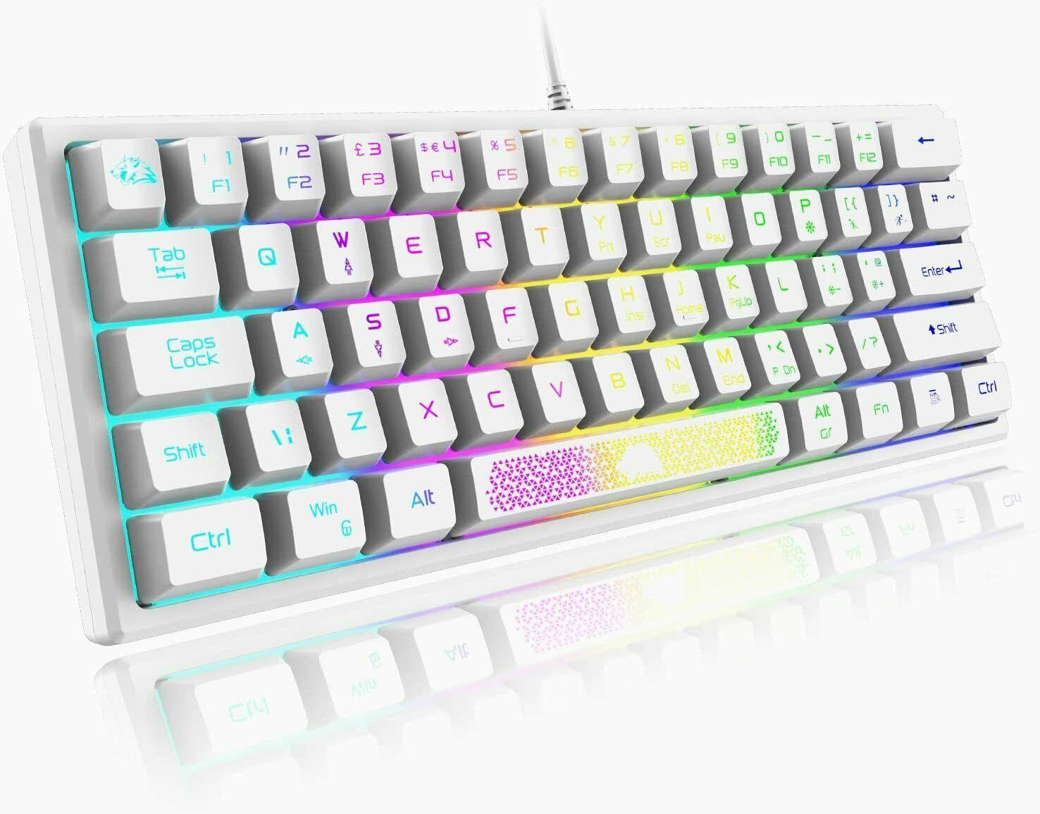 Gaming Keyboard Optical RGB Backlit Wired Membrane 62 Keys for PC Laptop Mac