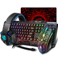 Wired Gaming Keyboard and Mouse Headset Combo Rainbow for PC Laptop Mac PS4 Xbox
