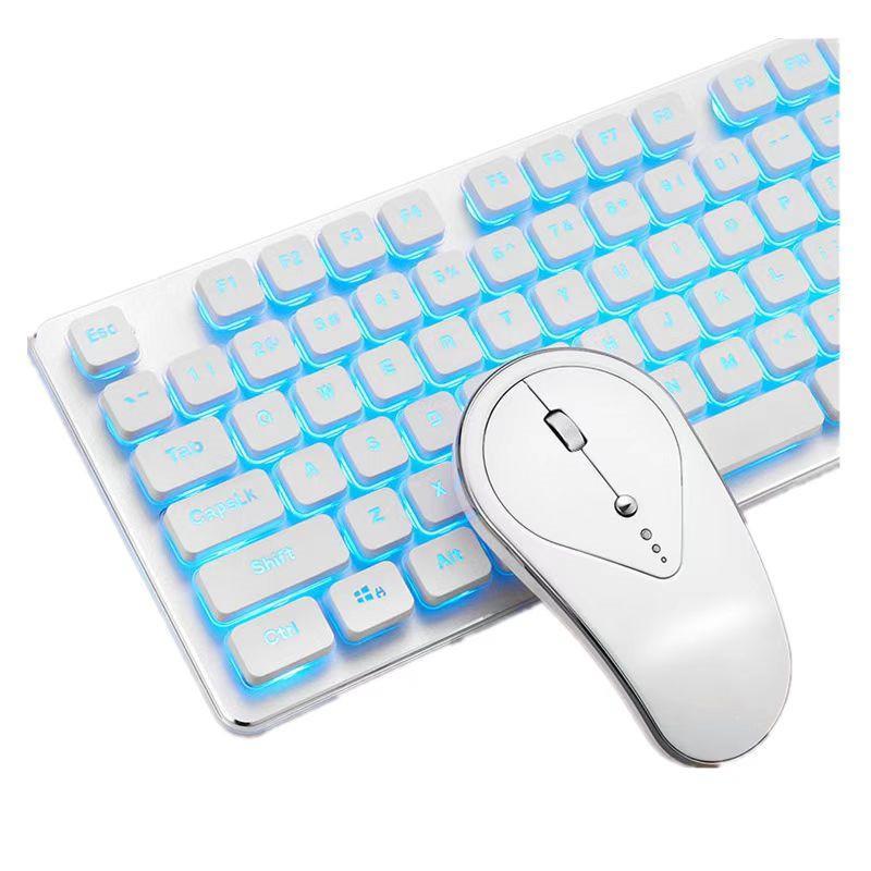Wireless Gaming Keyboard and Mouse Rechargeable Blue LED Backlit For PC Laptop