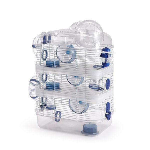 4 Level Sparkle Hamster Habitat Mice Mouse Cage with Large Top Exercise Balll Blue
