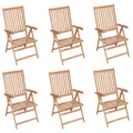 Reclining Garden Chairs 6 pcs Solid Teak Wood vidaXL