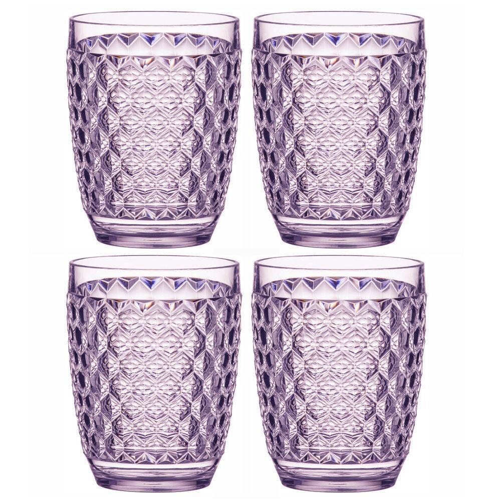 4x Tate Geometric 350ml Acrylic Tumbler Drinking Water/Juice Round Cup Lilac