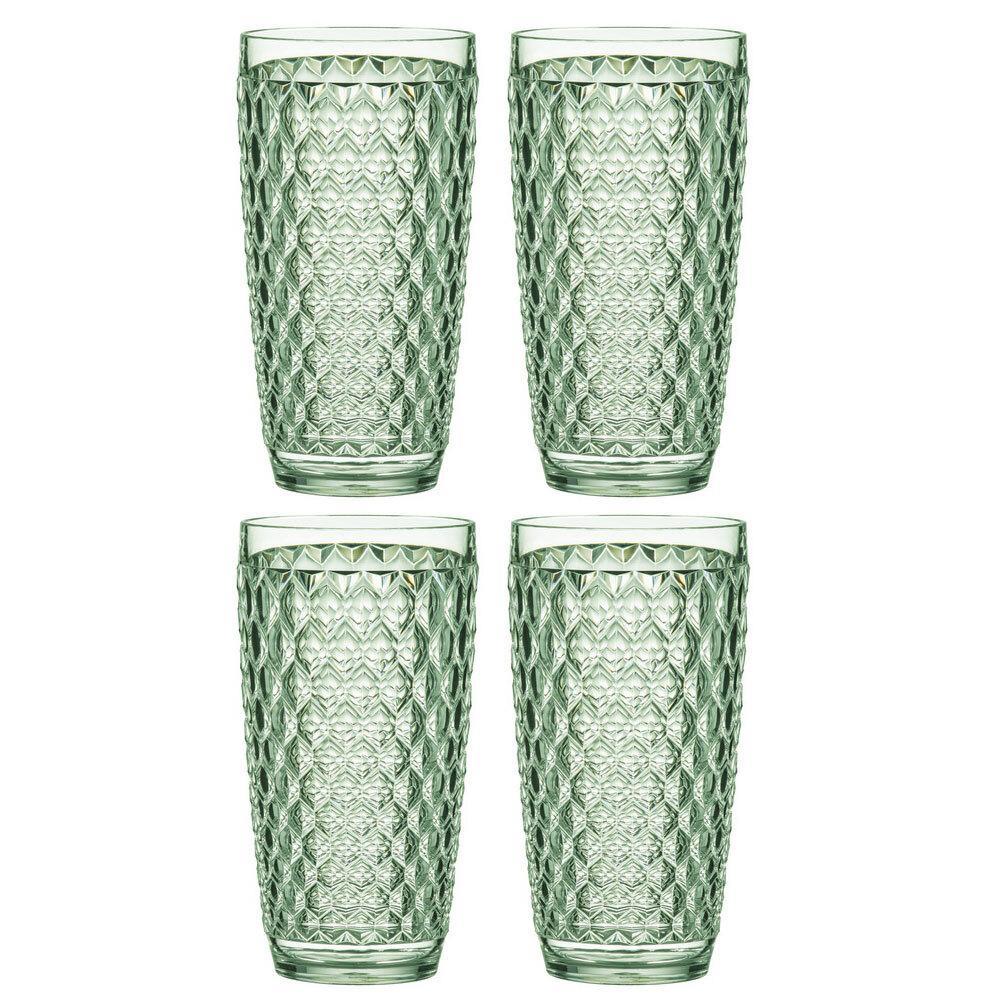 4x Tate Geometric 450ml Highball Acrylic Tumbler Drinking Water Round Cup Forest