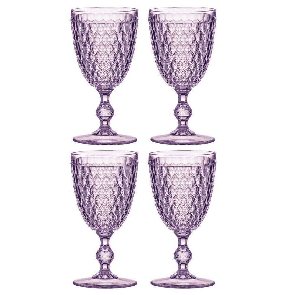 4x Tate Geometric 350ml Acrylic Wine Glass Stemware Cocktail Drinking Cup Lilac