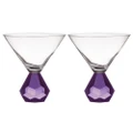 2PK Zhara 200ml Martini Crystal Glass Cocktail Drink Alcohol Glasses Amethyst