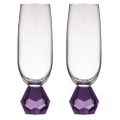 2PK Zhara Crystal 200ml Champagne Glass Cocktail Drinkware Glasses Cup Amethyst