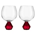 2PK Zhara Crystal 500ml Gin Glass Cup Round Cocktail Drinking Glasses Set Ruby