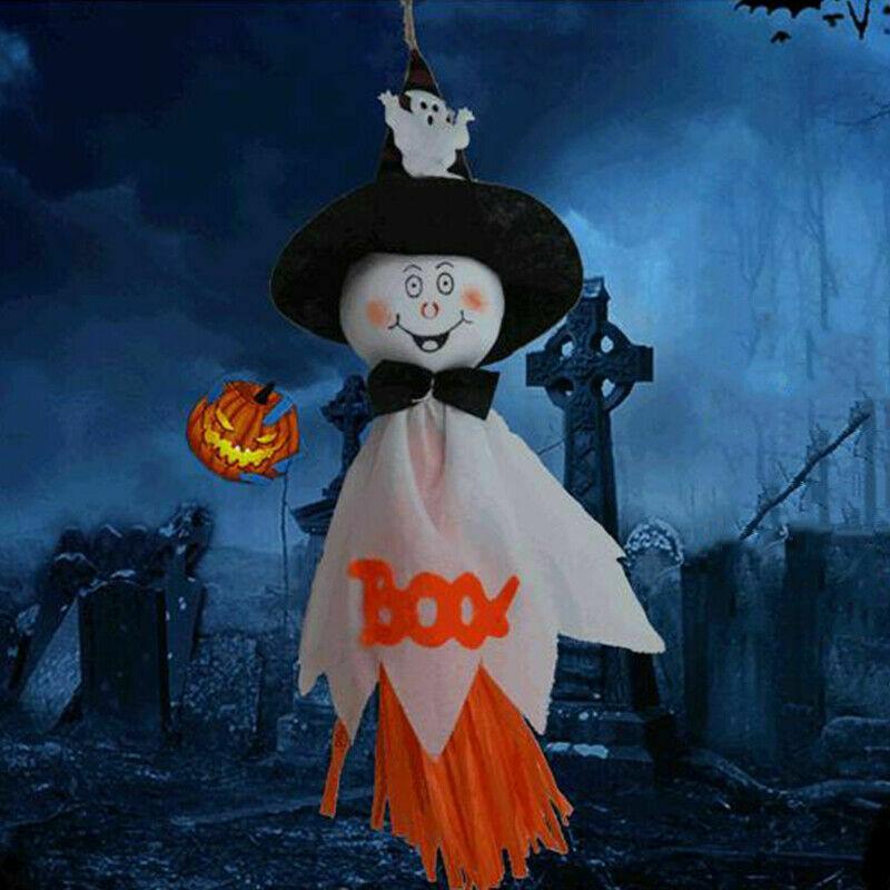 GoodGoods Cute Pumpkin Ghost Witch Hanging Windsock Window Garden Halloween Party Decoration (White)