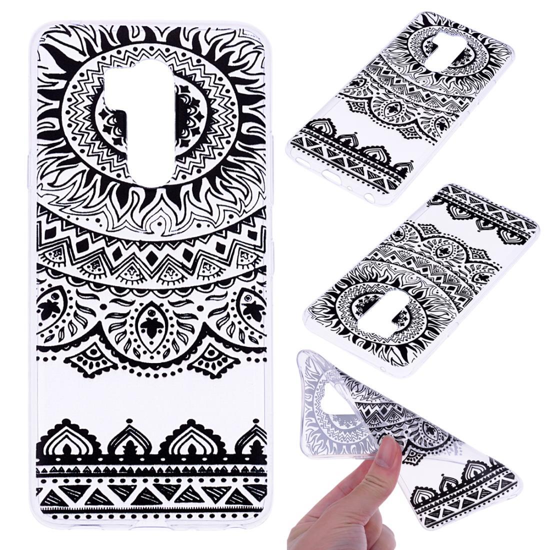 For LG G7 Coloured Drawing Pattern Highly Transparent TPU Protective Case(Black Lace)