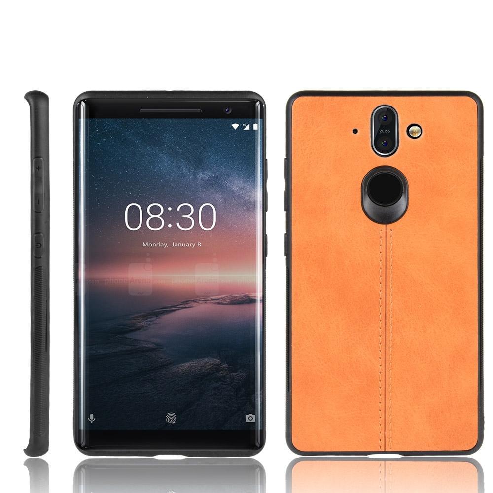 For Nokia 8 Sirocco Shockproof Sewing Cow Pattern Skin PC + PU + TPU Case(Orange)