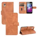 For ZTE Blade A3 Lite Solid Color Skin Feel Magnetic Buckle Horizontal Flip Calf Texture PU Leather Case with Holder & Card Slots & Wallet(Brown)