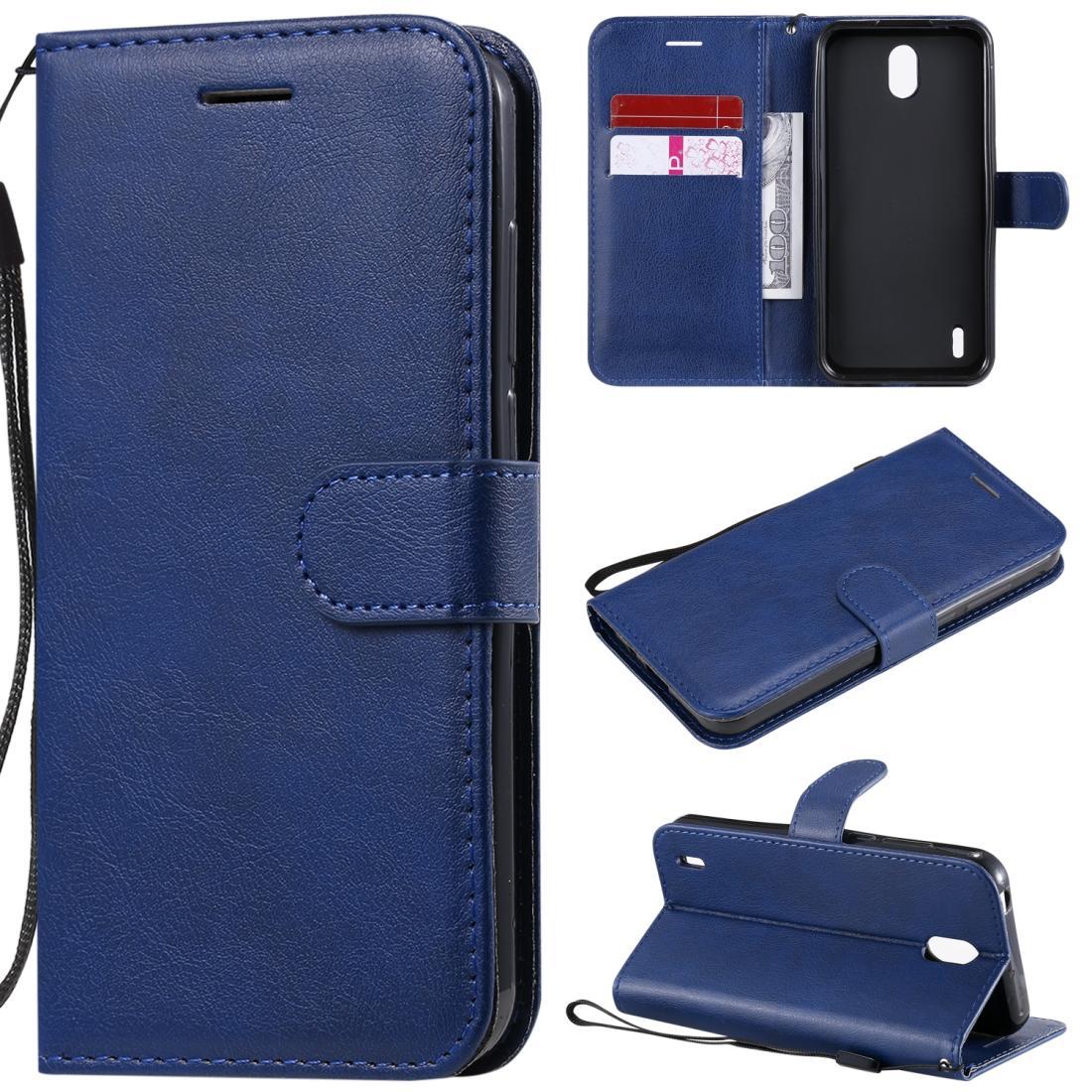 For Nokia 1.3 Solid Color Horizontal Flip Protective Leather Case with Holder & Card Slots & Wallet & Photo Frame & Lanyard(Blue)