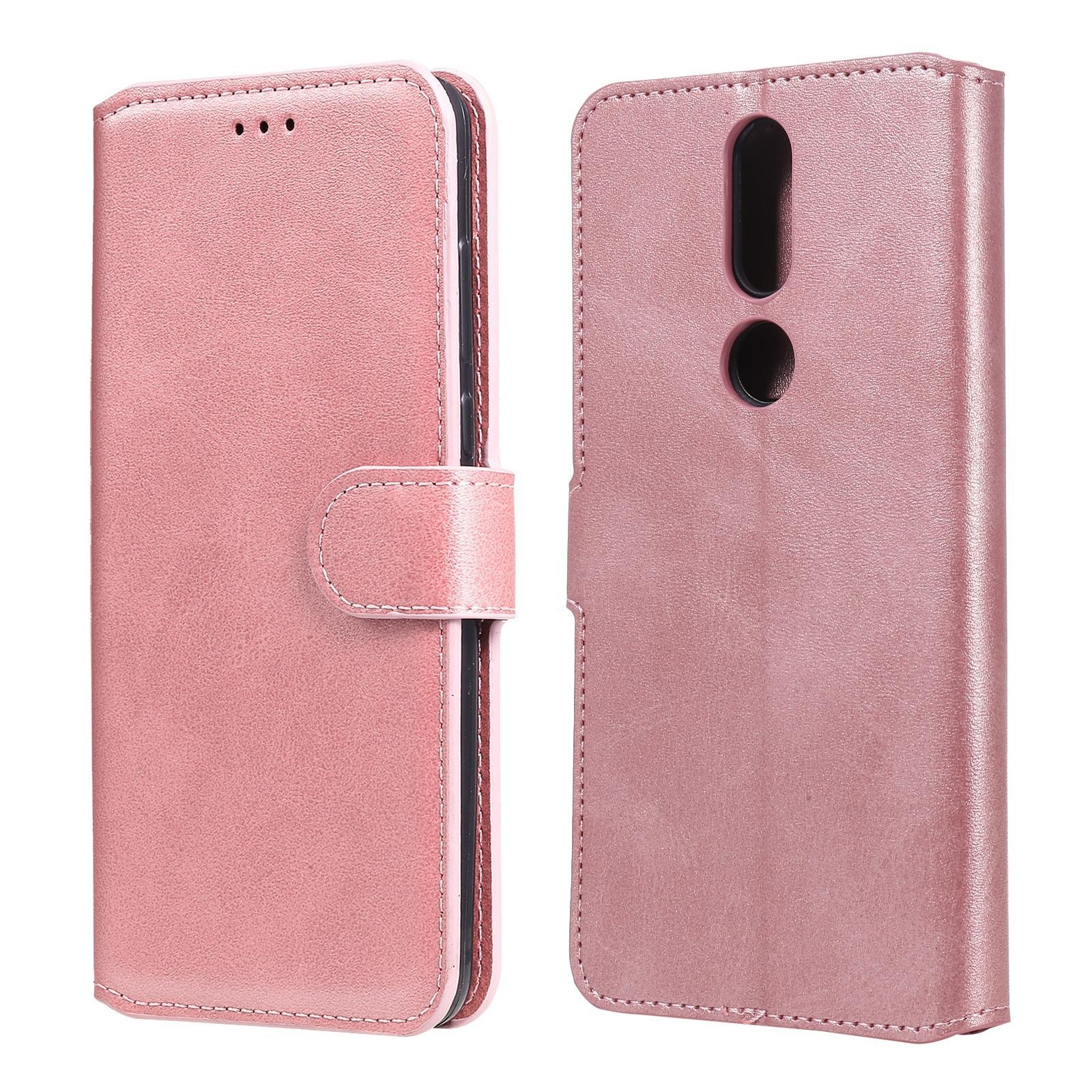 For Nokia 2.4 Classic Calf Texture PU + TPU Horizontal Flip Leather Case, with Holder & Card Slots & Wallet(Rose Gold)