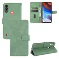 For Motorola Moto E7 Power Solid Color Skin Feel Magnetic Buckle Horizontal Flip Calf Texture PU Leather Case with Holder & Card Slots & Wallet(Green)