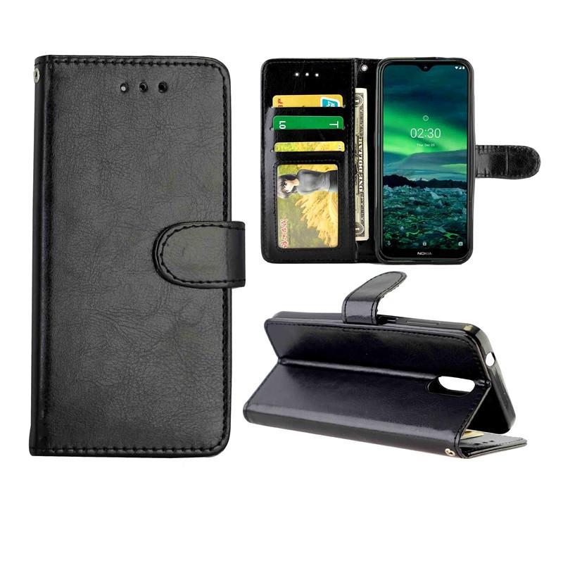 For Nokia 2.3 Crazy Horse Texture Leather Horizontal Flip Protective Case with Holder & Card Slots & Wallet & Photo Frame(black)