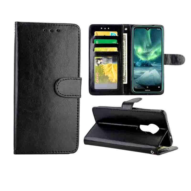 For Nokia 7.2 Crazy Horse Texture Leather Horizontal Flip Protective Case with Holder & Card Slots & Wallet & Photo Frame(Black)