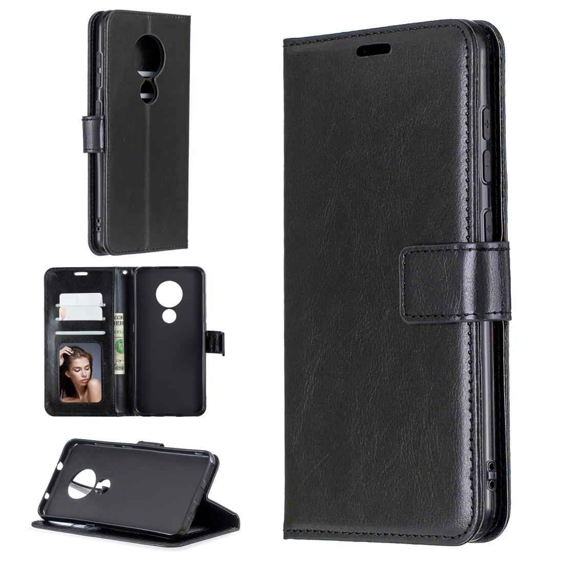For Nokia 6.2 / 7.2 Crazy Horse Texture Horizontal Flip Leather Case with Holder & Card Slots & Wallet & Photo Frame(Black)