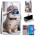 For Alcatel 1S (2020) / 3L (2020) Coloured Drawing Cross Texture Horizontal Flip PU Leather Case with Holder & Card Slots & Wallet & Lanyard(Slant Hat
