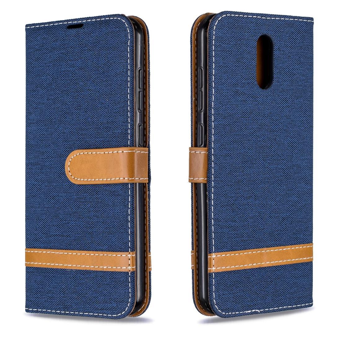 For Nokia 2.3 Color Matching Denim Texture Horizontal Flip Leather Case with Holder & Card Slots & Wallet & Lanyard(Dark Blue)