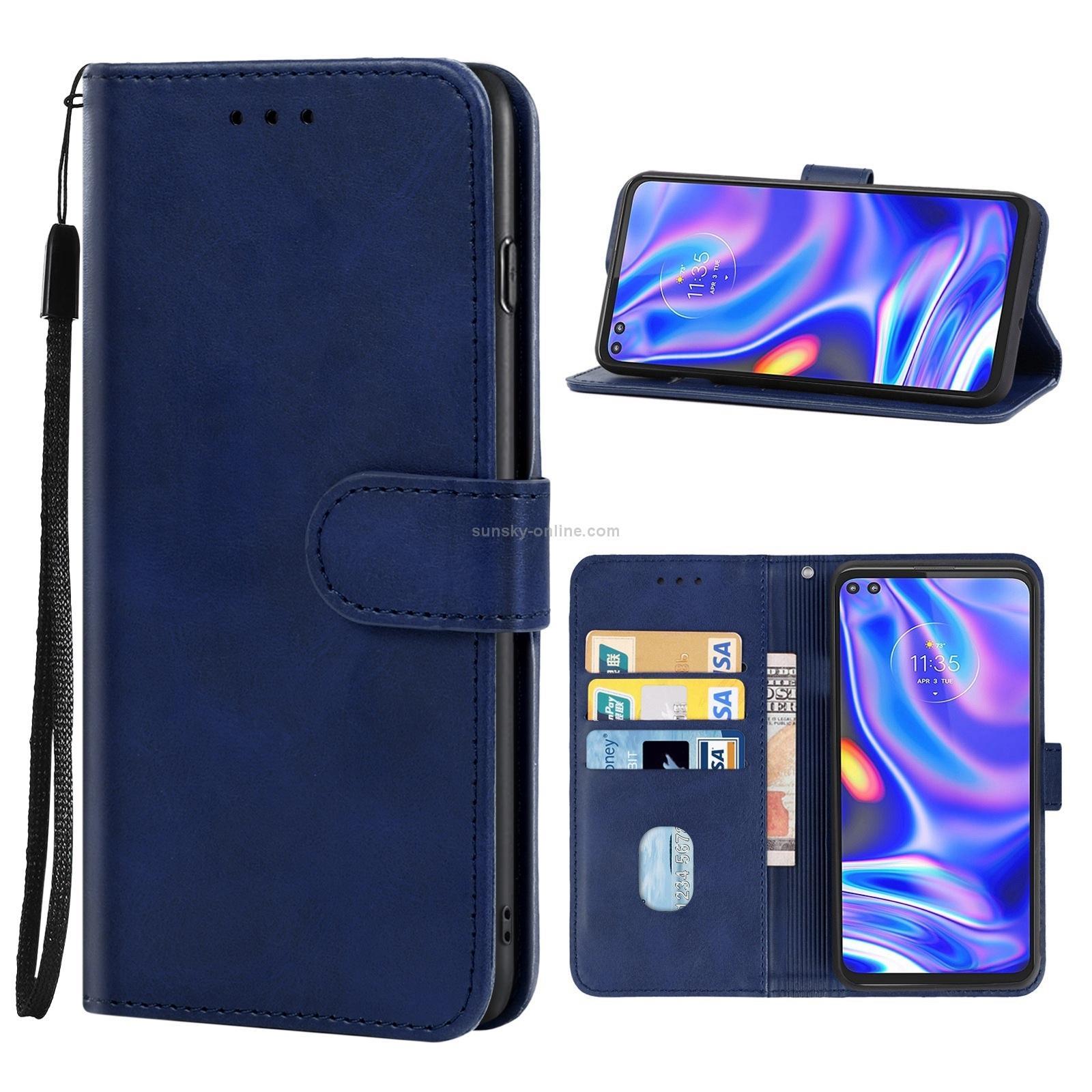 Leather Phone Case For Motorola One 5G(Blue)