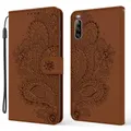 For Sony Xperia L4 Pea Embossed Pattern Horizontal Flip Leather Case with Holder & Card Slots & Wallet & Lanyard(Brown)