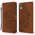 For Sony Xperia L3 Pea Embossed Pattern Horizontal Flip Leather Case with Holder & Card Slots & Wallet & Lanyard(Brown)