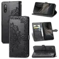 For Sony Xperia Ace II Mandala Flower Embossed Horizontal Flip Leather Case with Bracket / Card Slot / Wallet / Lanyard(Black)
