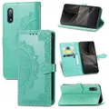 For Sony Xperia Ace II Mandala Flower Embossed Horizontal Flip Leather Case with Bracket / Card Slot / Wallet / Lanyard(Green)