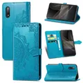 For Sony Xperia Ace II Mandala Flower Embossed Horizontal Flip Leather Case with Bracket / Card Slot / Wallet / Lanyard(Blue)