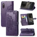 For Sony Xperia Ace II Mandala Flower Embossed Horizontal Flip Leather Case with Bracket / Card Slot / Wallet / Lanyard(Purple)