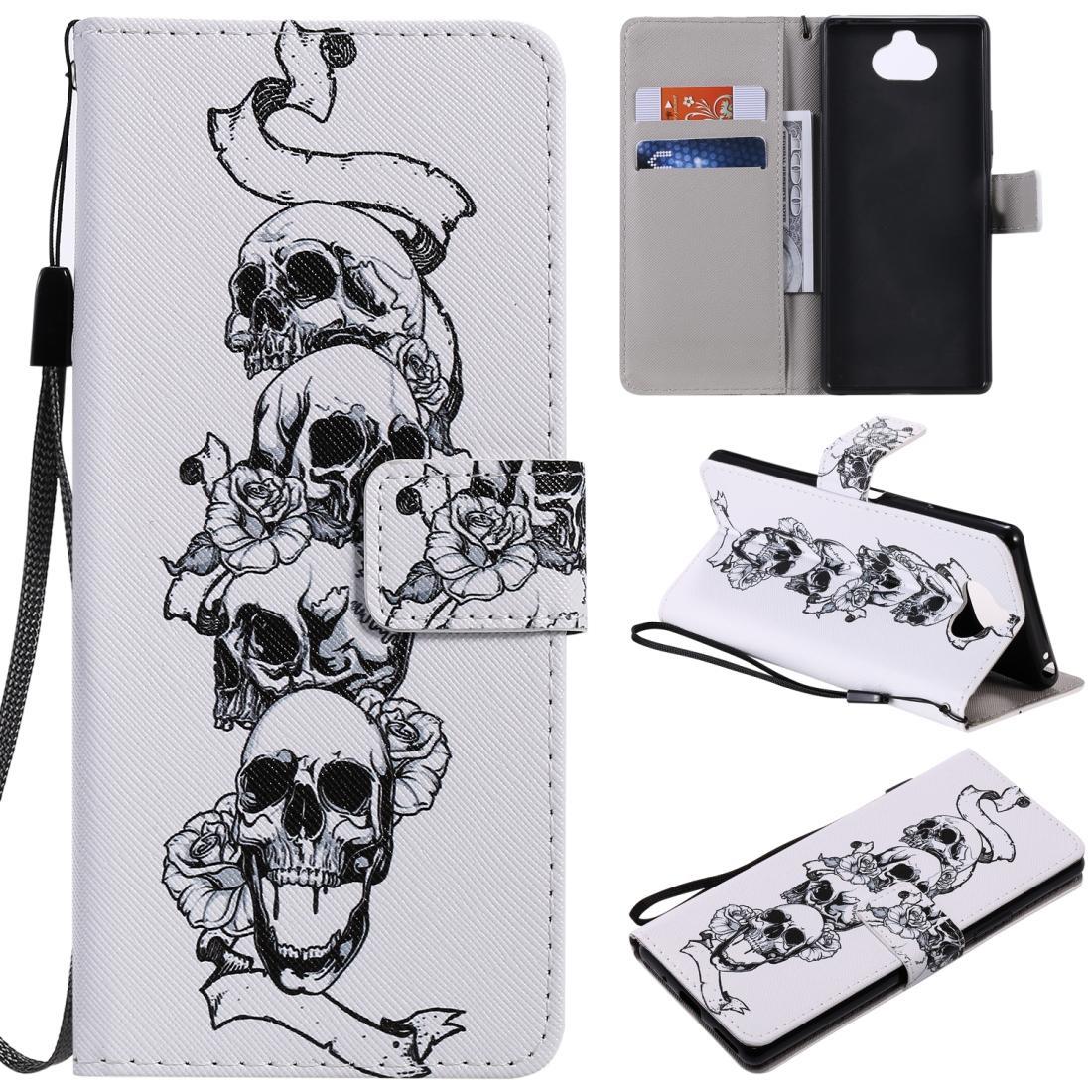 For Sony Xperia 20 Painting Horizontal Flip Leather Case with Holder & Card Slot & Lanyard(Skull Bone)