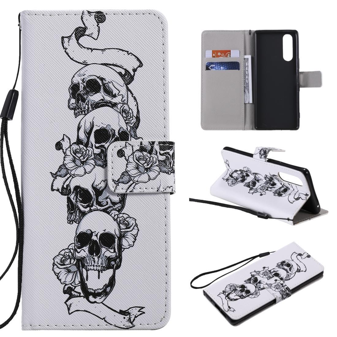 For Sony XZ5 Painting Horizontal Flip Leather Case with Holder & Card Slot & Lanyard(Skull Bone)