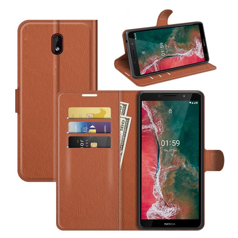 For Nokia C1 Plus Litchi Texture Horizontal Flip Protective Case with Holder & Card Slots & Wallet(Brown)