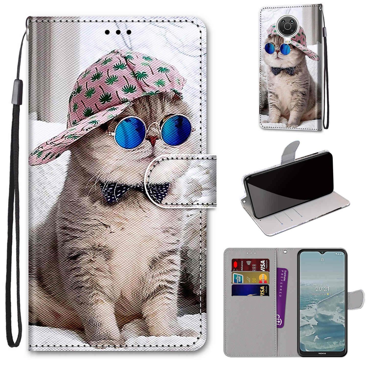 For Nokia G20 / G10 / 6.3 Coloured Drawing Cross Texture Horizontal Flip PU Leather Case with Holder & Card Slots & Wallet & Lanyard(Slant Hat Blue Mi