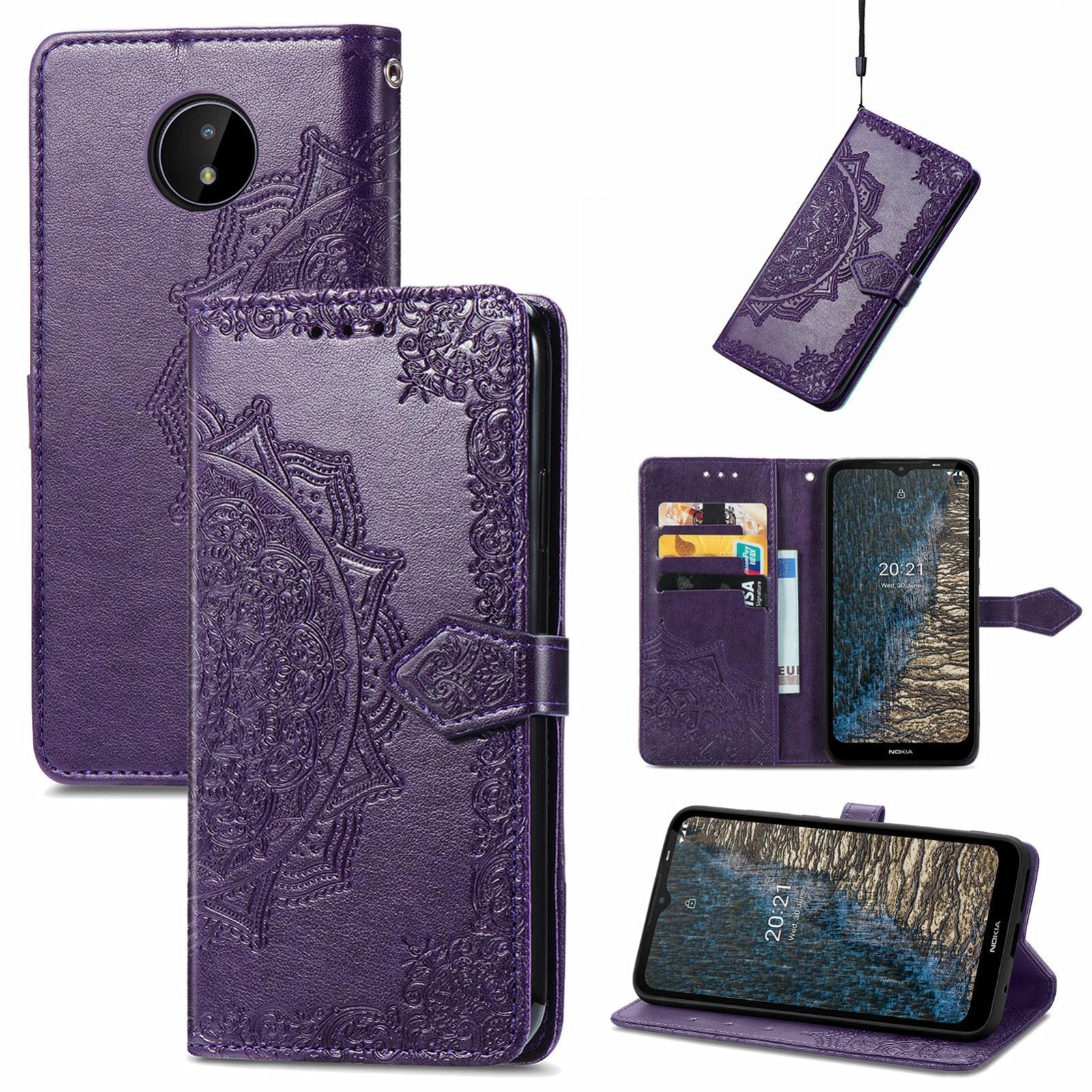 For Nokia C20 Mandala Embossing Pattern Horizontal Flip Leather Case with Holder & Card Slots & Wallet & Lanyard(Purple)