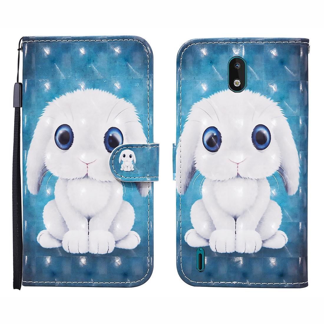 For Nokia 1.3 3D Painted Pattern Horizontal Flip Leather Case with Holder & Wallet & Card slot & Lanyard(Rabbit)