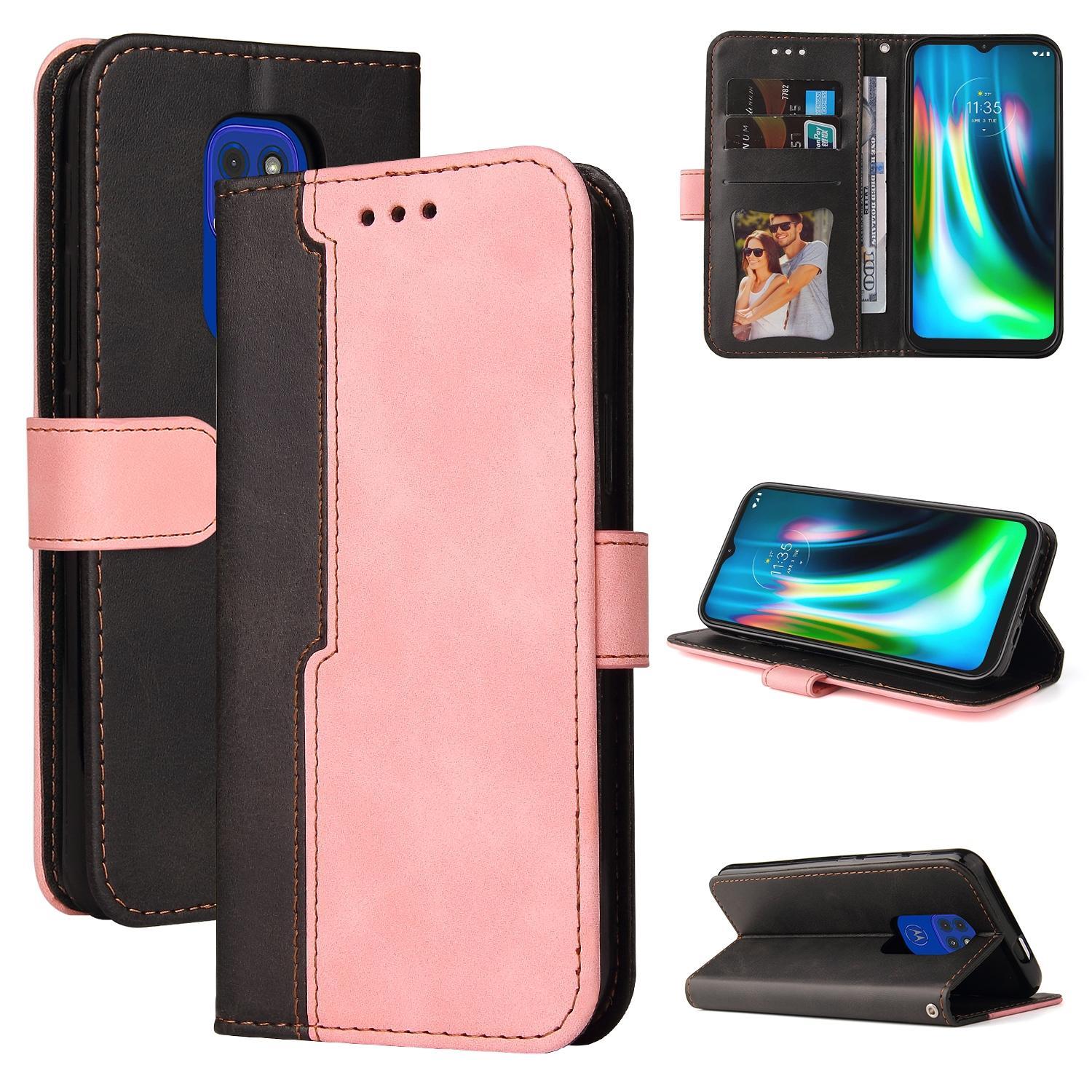For Motorola Moto G9 Play / E7 Plus Business Stitching-Color Horizontal Flip PU Leather Case with Holder & Card Slots & Photo Frame(Pink)