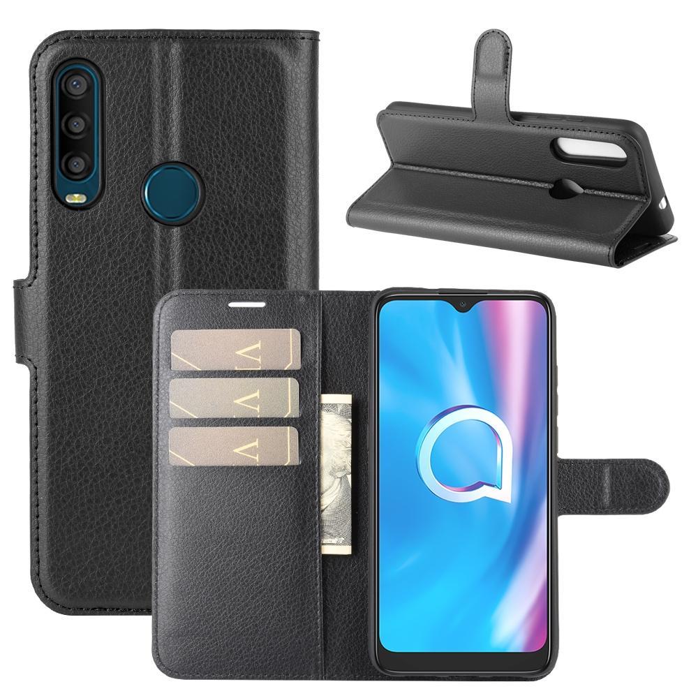 For Alcatel 1SE 2020 Litchi Texture Horizontal Flip Protective Case with Holder & Card Slots & Wallet(Black)